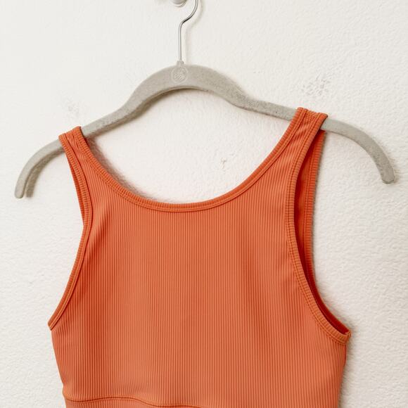 [Lululemon] Golden Apricot Power Pivot Ribbed Cropped Tank Top Reversible Size 4 - Picture 6 of 11